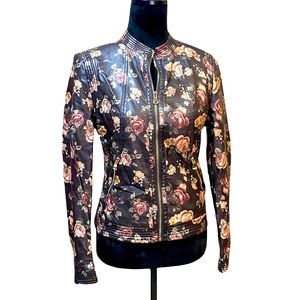 Live a little pleather floral jacket